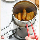Stainless Steel Fryer with French Fries and Chicken Wings Household Small Oil Pot with Filter Screen Tianfu Luo Pot Cooking Tool