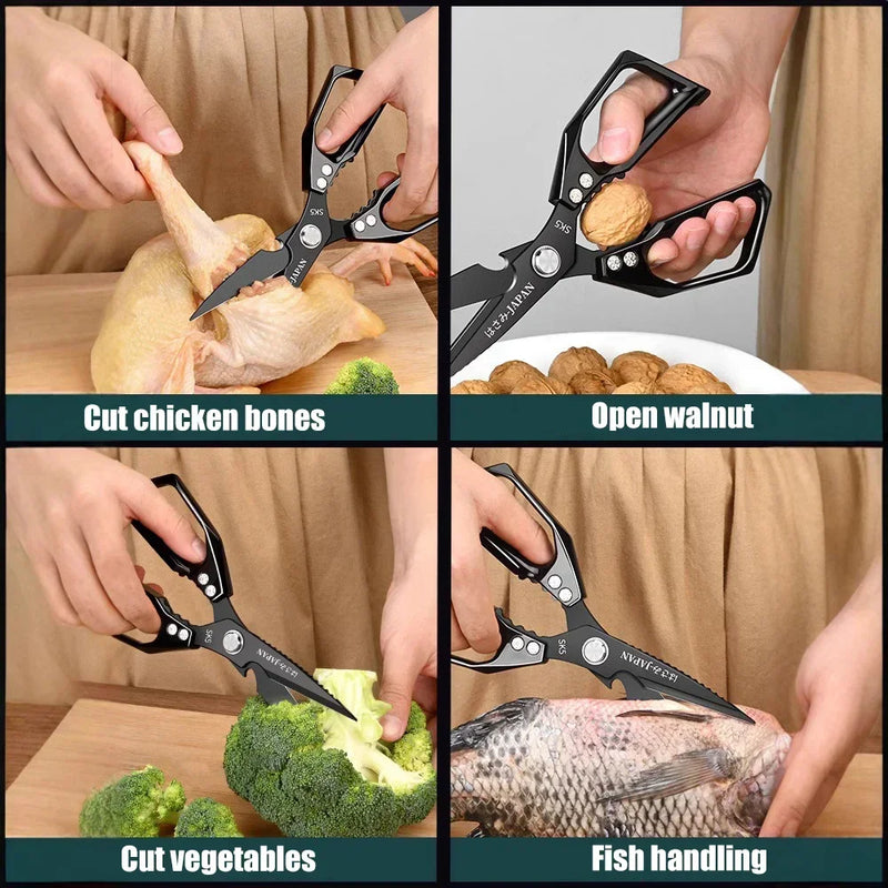 High Quality Multifunctional Kitchen Scissors Chicken Bone Scissors Fish Scale Scraper Bottle Opener Walnut Clip Kitchen Knife